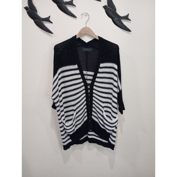 Velvet By Graham & Spencer Navy & White Striped Knit Oversize Cardigan Shrug - S - Picture 5 of 8